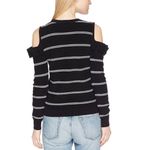 Jack by BB Dakota  Black/White Striped Cozy Ruffle Cold Shoulder Sweater Photo 1