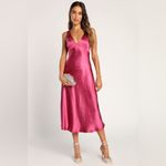 Lulus LULU’S Incredible Love Magenta Satin Cowl Back Midi Slip Dress Photo 5