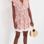 Poupette St. Barth Sz S Sasha Mini Dress in Orange Mid 70s Garden Floral Photo 8