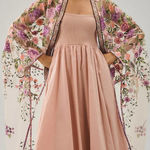 Anthropologie Self Contrast Floral Duster Embroidered Purple Mesh One Size Photo 1