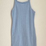 ZARA baby blue knit bodycon square neckline mini dress size S Photo 0