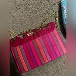 Embroidered and beaded sequin embellished pink multicolor party purse Photo 5