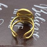 Handmade Mexican Crazy Lace Agate Cabochon Stainless Steel Ring in Golden Tone Adjustable Photo 4