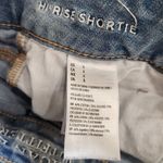 American Eagle AE Distressed High Rise Shorts Blue Denim Cuffed Raw Hem Size 4 Photo 7