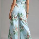 Hutch Anthropologie  Ruched Satin Tropical Beach Wide Leg Jumpsuit Size 4 Photo 2