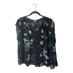 Joie  100% Silk Sheer Floral Blouse Black Peasant Top Size M Photo 1