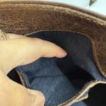 American West TrueLu Brown Leather Tote Bag Purse Denim Lined Shoulder Bag Photo 12