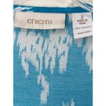 Chico's  Embellished Blue Ikat Print Tunic Top Size L 2 Swim Cover Up Beaded Boho Photo 2