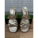 Kate Spade  Carolina Block Heel Sandal Metallic Nappa Pale Gold 6.5 Lightly Worn Photo 5