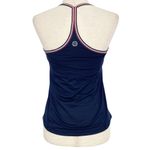 DRY SPORT Lightly Padded Racerback Activewear Tank Top Nautical Navy Size Small White Photo 2