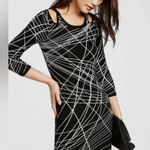 EXPRESS Cold Shoulder BodyCon 3/4 Quarter Sleeve Geometric Print Sweater Dress Photo 0