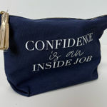 Navy Blue Canvas Makeup Pouch with Inspirational Quote Photo 0