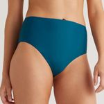 Quince NWT Italian High Rise Teal Blue Bikini Bottom Swimwear Sz M Photo 0