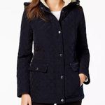 Laundry by Shelli Segal Fleece-Lined Hooded Coat Navy Blue Quilted Sz L Photo 0