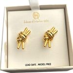 House of Harlow  1960 Knotted Small Pale Gold Stud Metallic Earrings NEW Photo 3