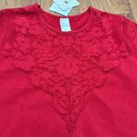 Fabletics  Womens Red Long Sleeve Seamless Laser Cut Lace Crop Top Size Large Photo 2