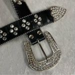 Y2K Crystal Embellished Black Belt western crosses studded motorcycle cowgirl Photo 3