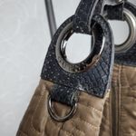 Guess VTG Puffer Shoulder Bag Womens Medium Brown Stitched Quilted Hobo Y2K Photo 5