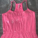 Aeropostale  Solid Pink Sequined Tank Dress Racerback Size Medium Mini Photo 6
