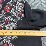 Chico's Chico’s size 1 medium floral v-neck sheer black hi low blouse rhinestone elastic Photo 4