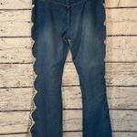 Mixit Jeans Stretch Wide Leg with Lace & Sequin Embellished Sides-10 Photo 1