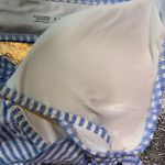 Aerie NWT  Blue and White Gingham Ruffle Crisscross Strap Bikini Top Size M Photo 2