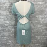 RVCA  Wallflower Mint Blue Backless Bodycon Shirt Dress Photo 5