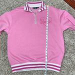 Barbie Pink Embroidered Varsity Tracksuit Fleece Quarter Zip Sweatshirt Medium Photo 7