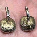 Monet Vintage Signed Pierced Gold Tone Black Facet Dangle Earrings Classy Retro Photo 3