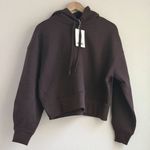 Everlane  Cropped Luxe Fleece Hoodie in Dark Chocolate, Size X-Small Photo 5