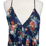 Poetry Mini Dress Womens S Navy Blue Floral Asymmetrical Layered Cover Up Boho Photo 2