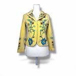 Yellow Embroidered Floral Jacket Size XS Photo 13