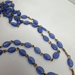 Vintage Rosary Blue Oval Beads Catholic Prayer Necklace Gold Tone Religious Photo 11