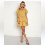 Cleobella  Luna Mini Dress XS Organic Cotton Puff Sleeve Tiered‎ Boho Cottagecore Photo 14