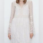 ZARA Beautiful  cream lace embroidered bohemian midi dress large Photo 1