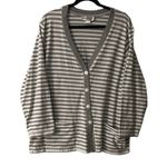Cathy Daniels  Gray Stripe Button Down V-Neck Knit Top Size 1X Photo 0