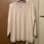 Loft NWT Metalic Silver Knit Embroidered Long Sleeve Blouse Women Size Large Creme Photo 2