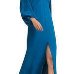 Sachin + Babi Womens Size 6 Teal Gabby V Neck Long Sleeve Beaded Maxi Gown NWT Photo 0
