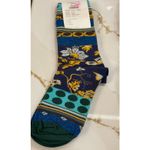 Anthropologie Eloise Crew Socks Women One Size Floral Dot Blue Yellow Funky New Photo 2