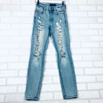 Aeropostale High Rise Curvy Jegging Size 0 Light Wash Distressed‎ Ripped Jeans Blue Photo 15