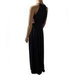 Celebrate by DB Studio High Neck Pleated Chiffon Gown Keyhole Front Marine 8 Blue Photo 1