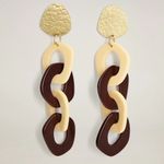 Mango NWT  Resin Pendant Earrings in Burgundy 67094423 Coba Photo 1