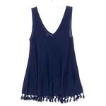 Lilly Pulitzer Lindy Sweater Tank Top Shirt Tassles Navy Blue Acrylic Womens XS Photo 2