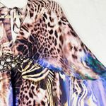 Alberto Makali Vintage  Silk Mini Dress Size 6 Cape Jewel Embellished Y2K Photo 2
