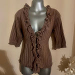 Bette Paige Short Sleeve Cardigan Vintage Brown Size M Photo 0