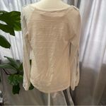 Miss Me  Long Sleeve Top-Knit Sleeves - Cream & Blue- Women's Medium Photo 3