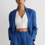 Madewell Double-Breasted Crossover Blazer in 100% Linen blue Women’s Sz XXS NWOT Photo 0