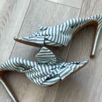 Schutz Striped Bow Open Toe Heels Sandals Blue White (size 8) Photo 3