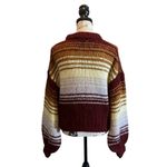 ZARA Wool Alpaca Chunky Knit Pullover Striped Sweater Burgundy Size Medium NWOT Photo 5