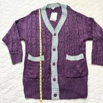 LuLaRoe Lucille Oversized Cable Knit Collegiate Long Button Down Cardigan M NWT Photo 4